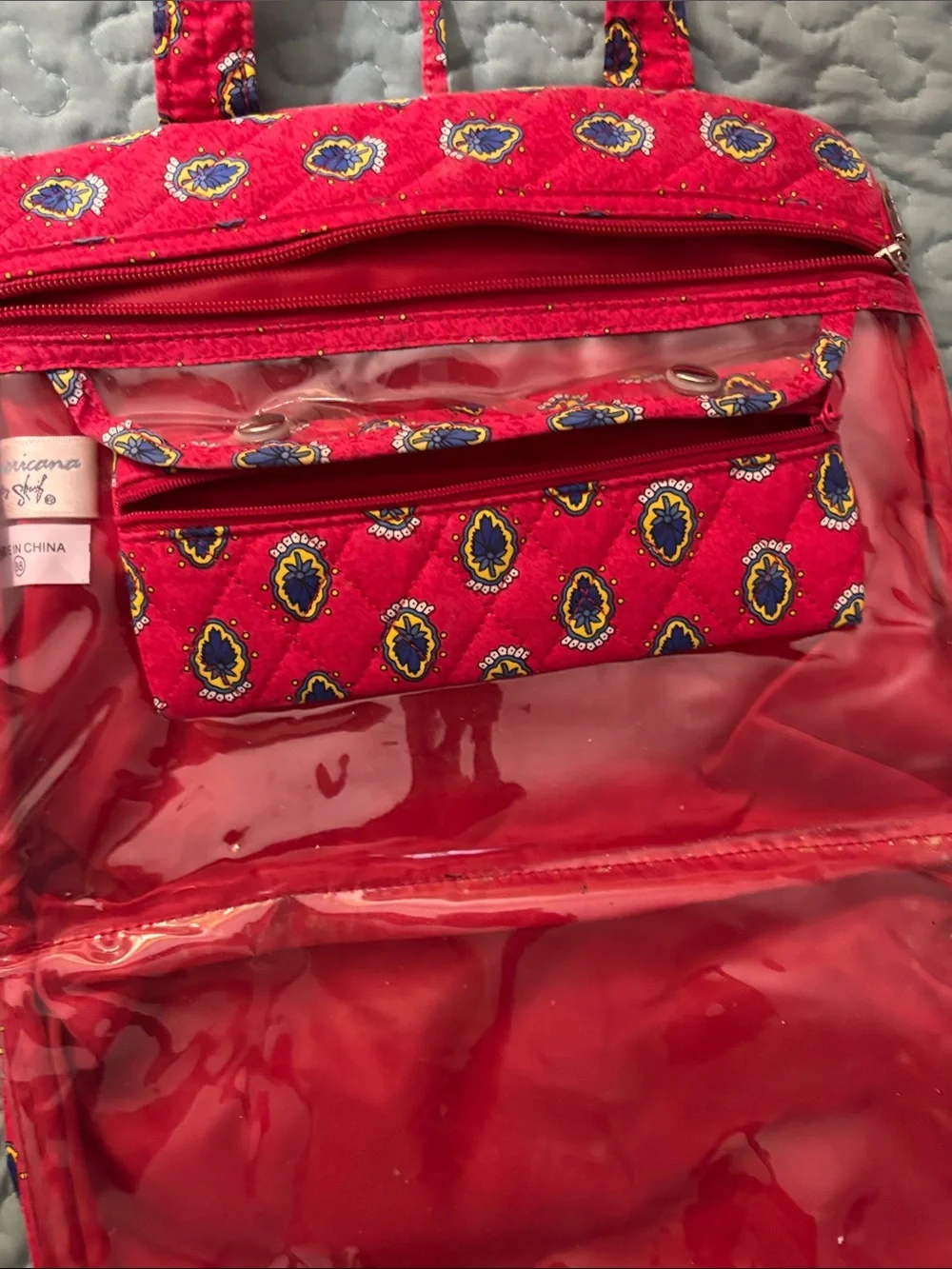 Travel Makeup bag . Roomy Americana Quilted